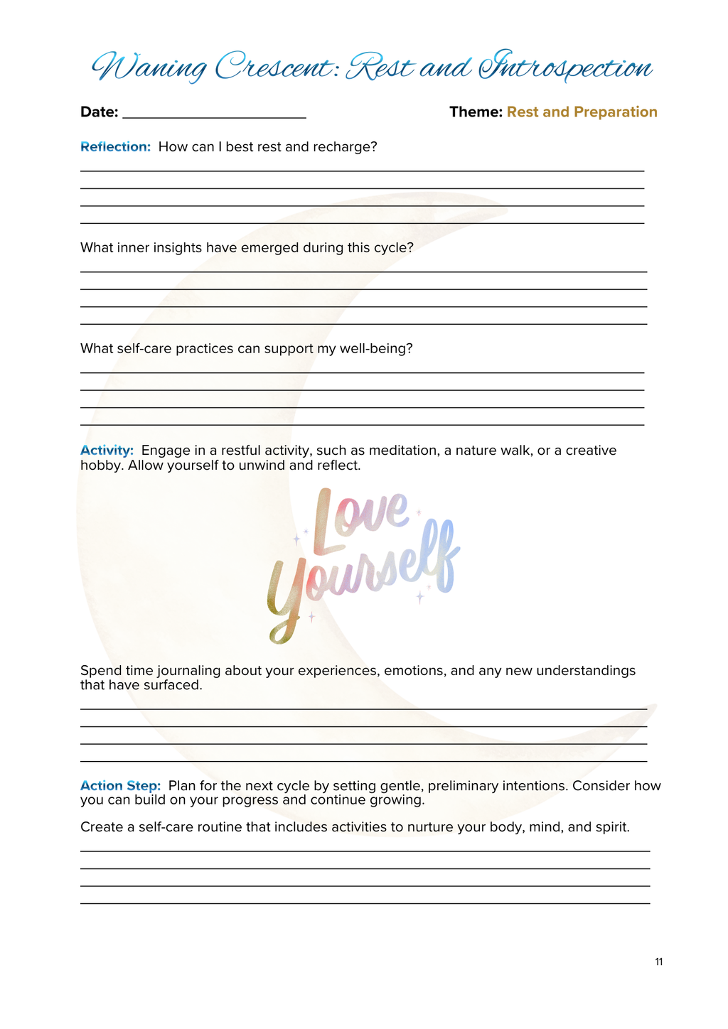 Lunar Harmony: A Moon Phases Planner