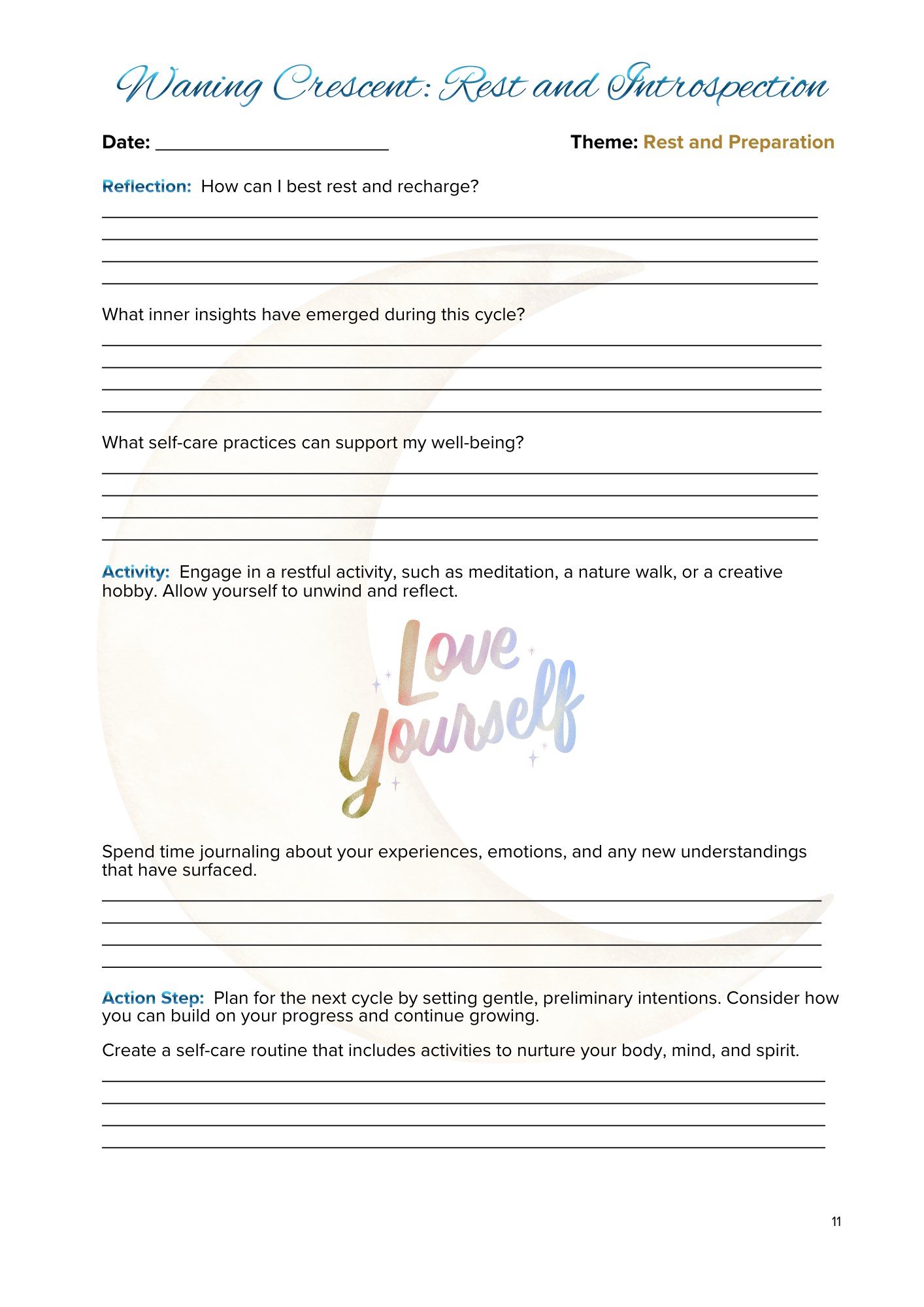 Lunar Harmony: A Moon Phases Planner