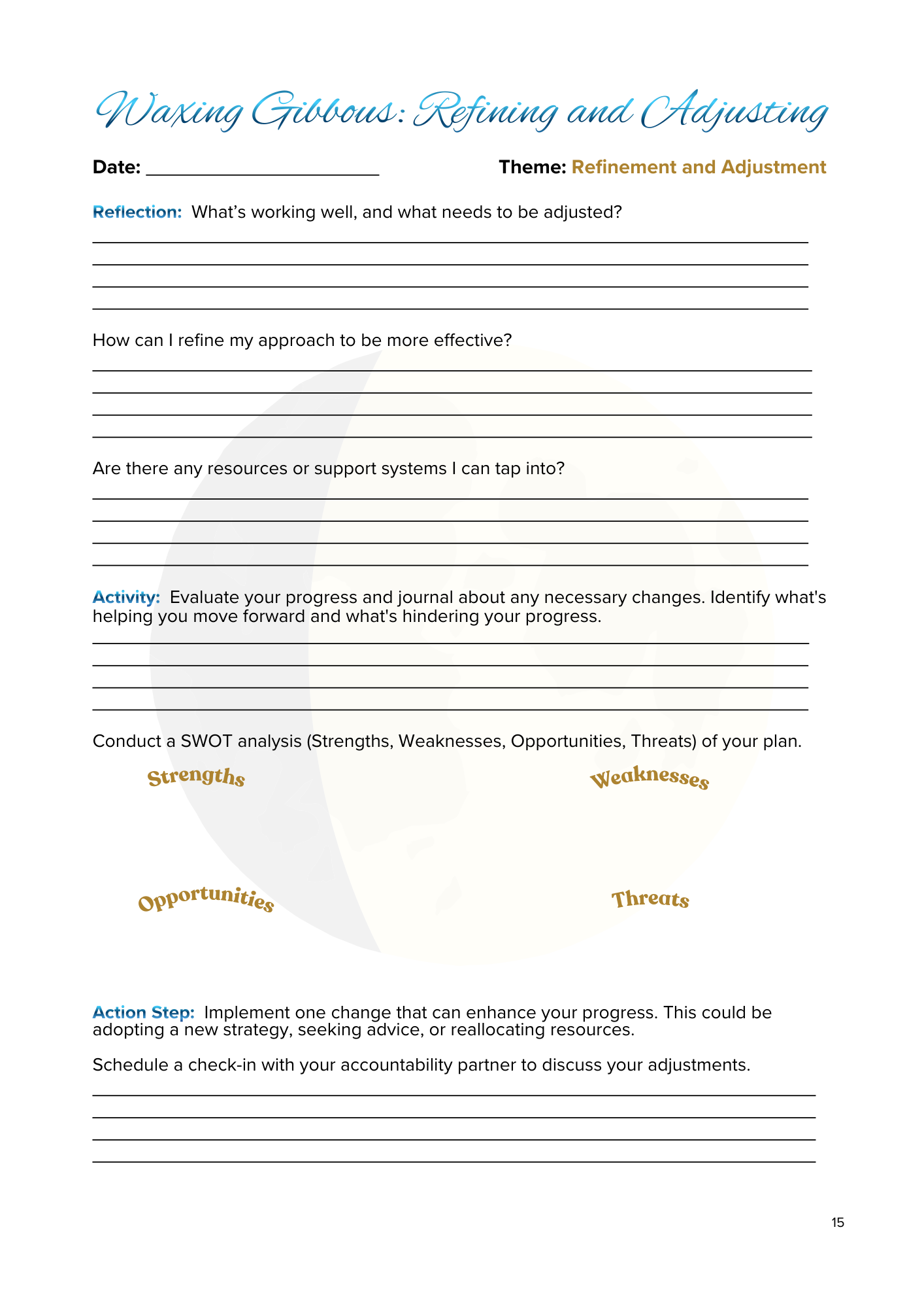 Lunar Harmony: A Moon Phases Planner