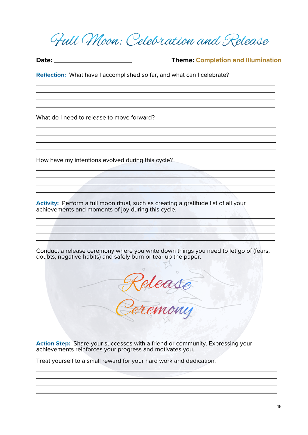 Lunar Harmony: A Moon Phases Planner