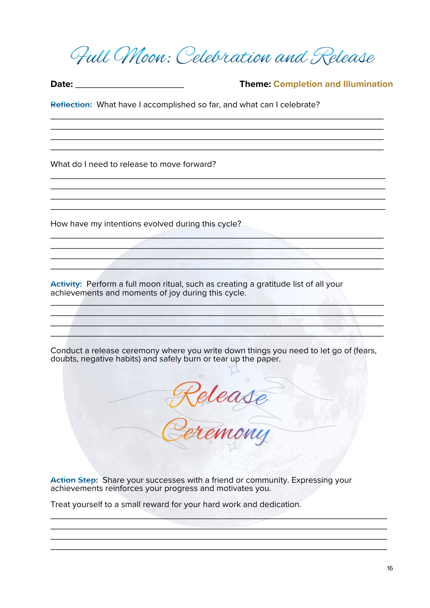 Lunar Harmony: A Moon Phases Planner