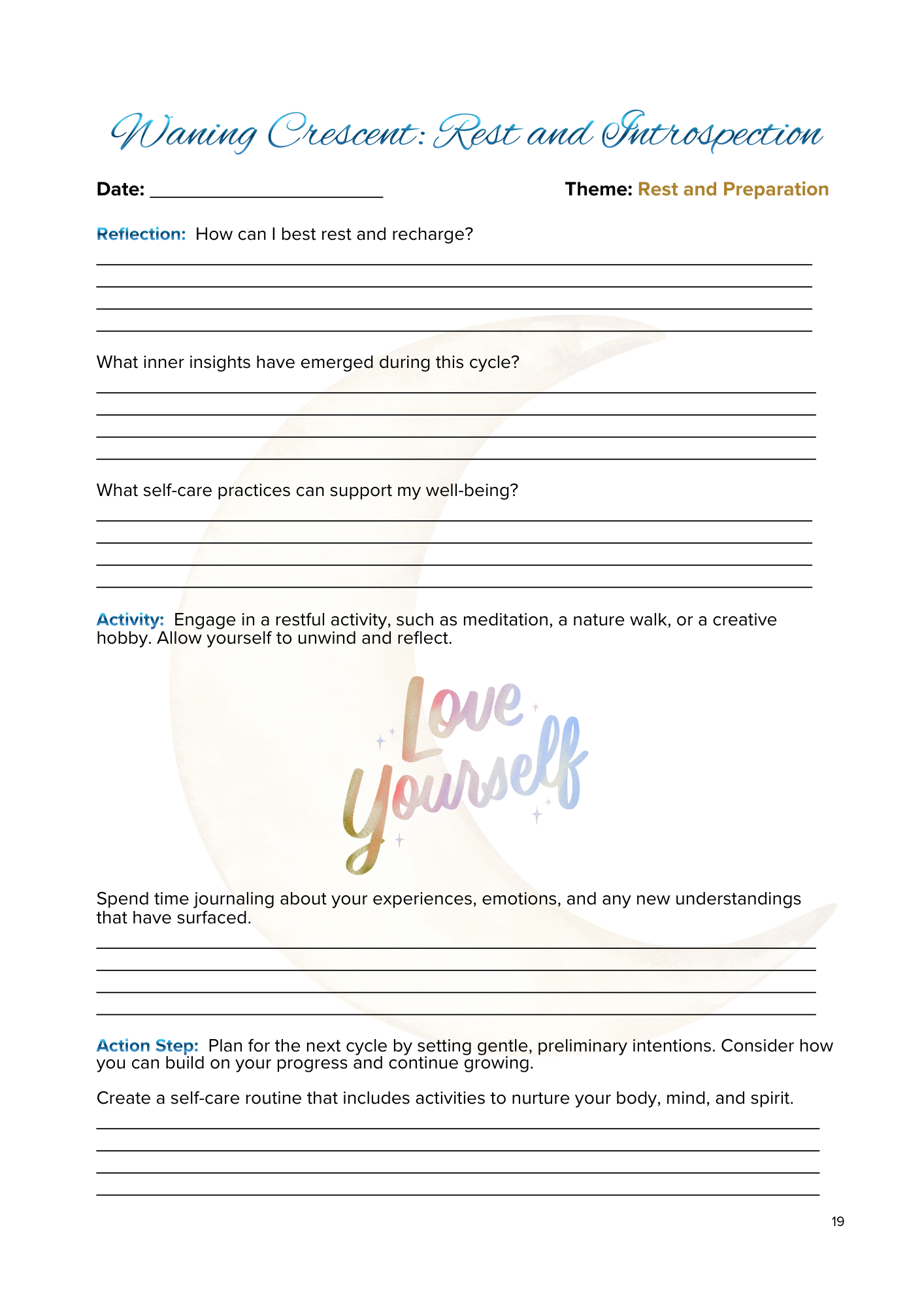 Lunar Harmony: A Moon Phases Planner