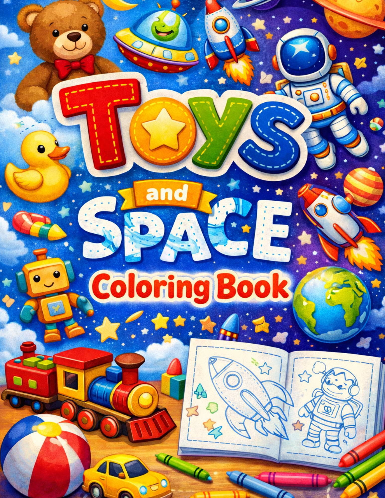Toys and Space Coloring Book
