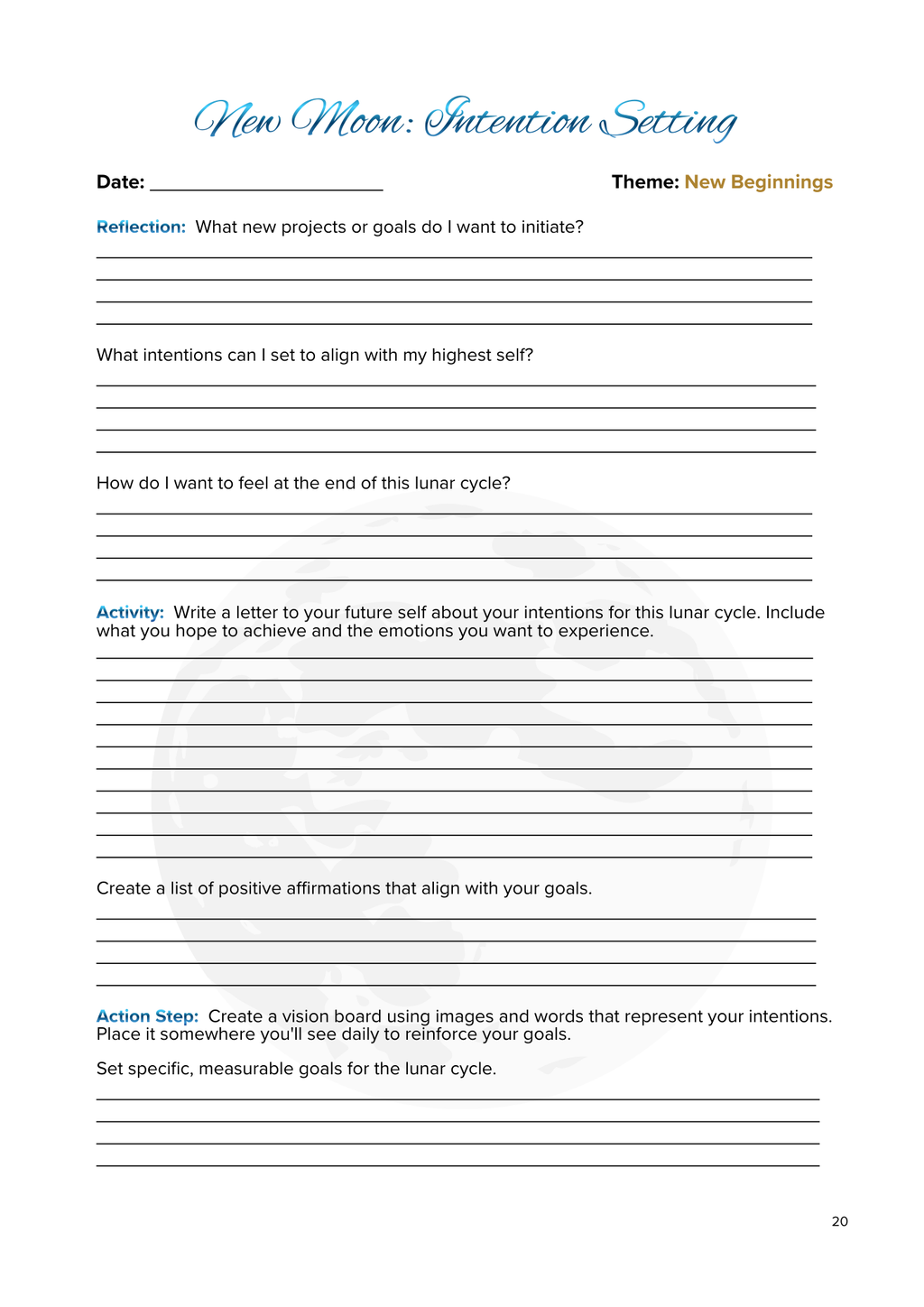 Lunar Harmony: A Moon Phases Planner