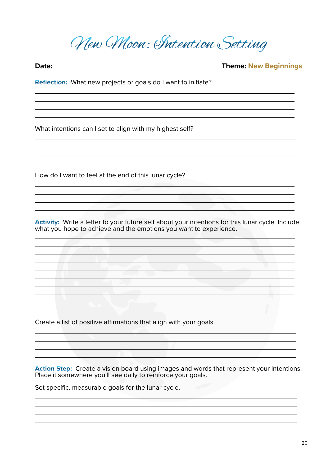 Lunar Harmony: A Moon Phases Planner