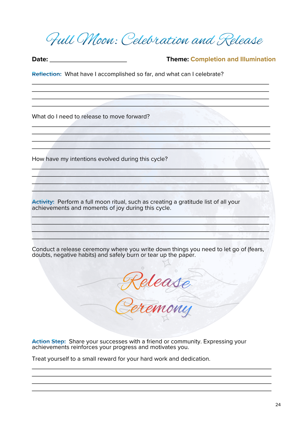 Lunar Harmony: A Moon Phases Planner