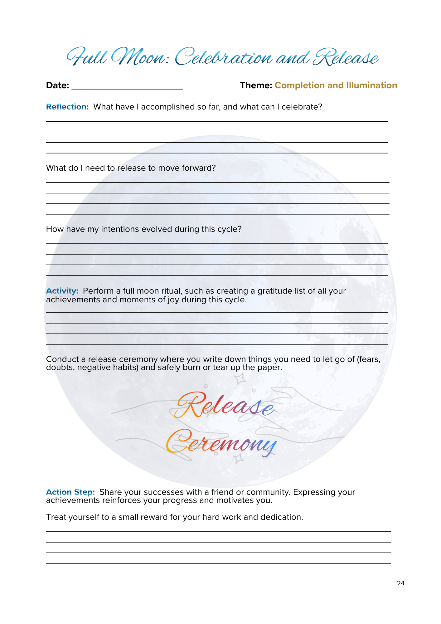 Lunar Harmony: A Moon Phases Planner