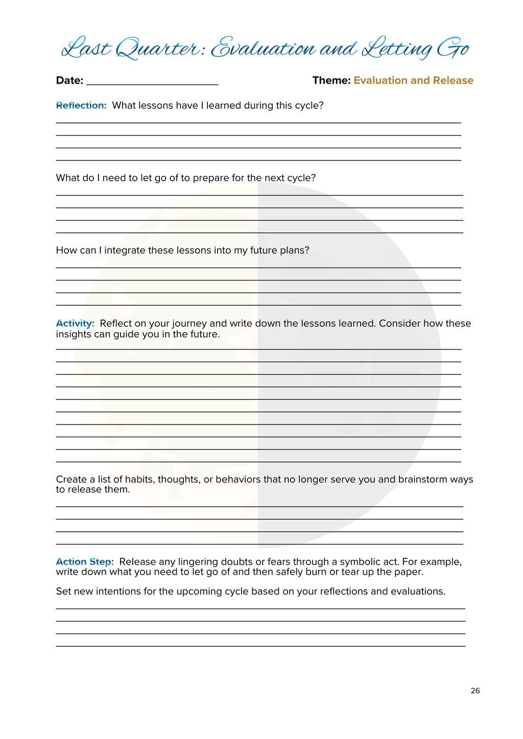 Lunar Harmony: A Moon Phases Planner