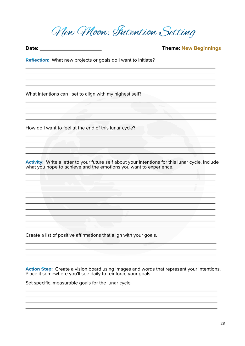 Lunar Harmony: A Moon Phases Planner