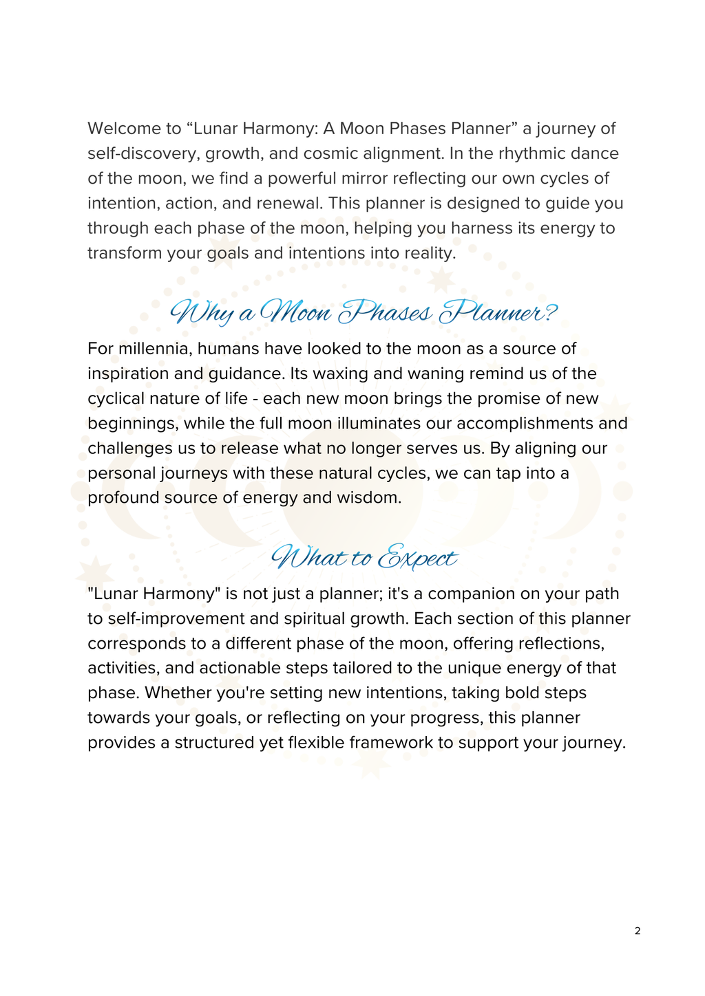 Lunar Harmony: A Moon Phases Planner