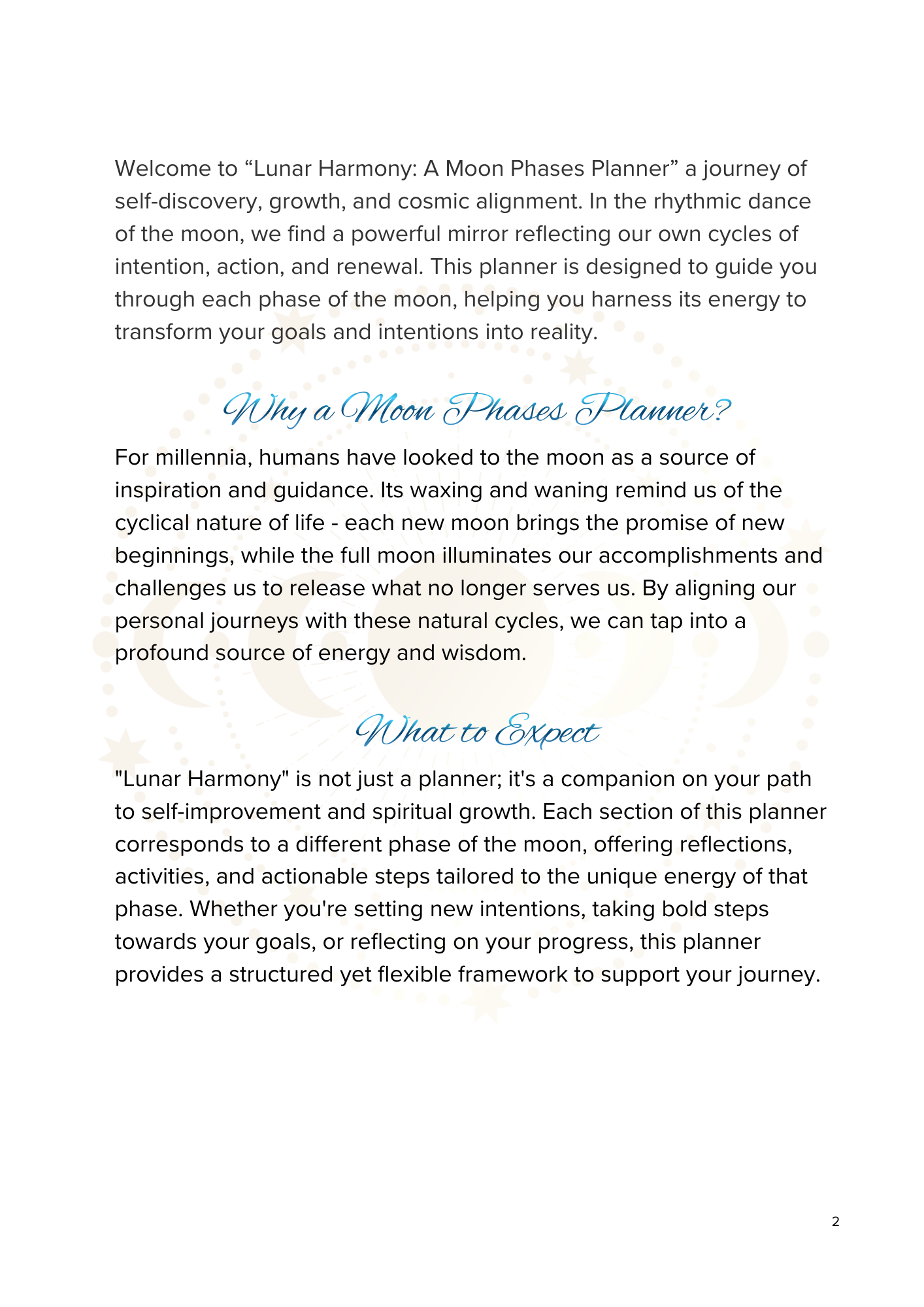 Lunar Harmony: A Moon Phases Planner