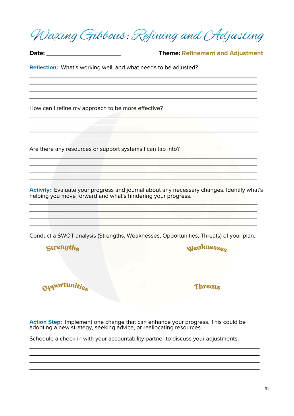 Lunar Harmony: A Moon Phases Planner