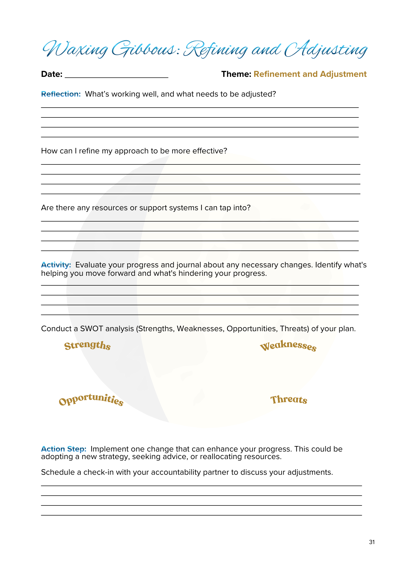 Lunar Harmony: A Moon Phases Planner