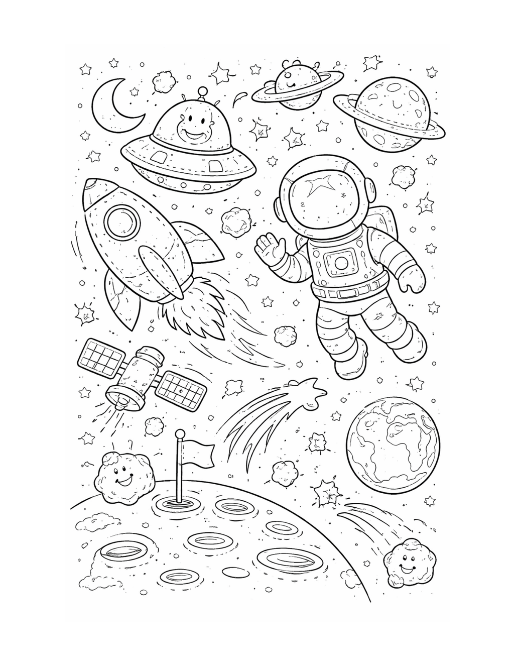 Toys and Space Coloring Book