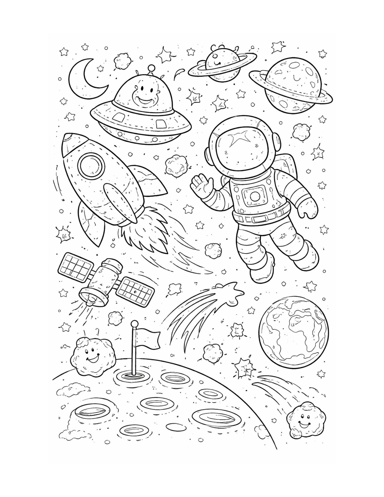 Toys and Space Coloring Book
