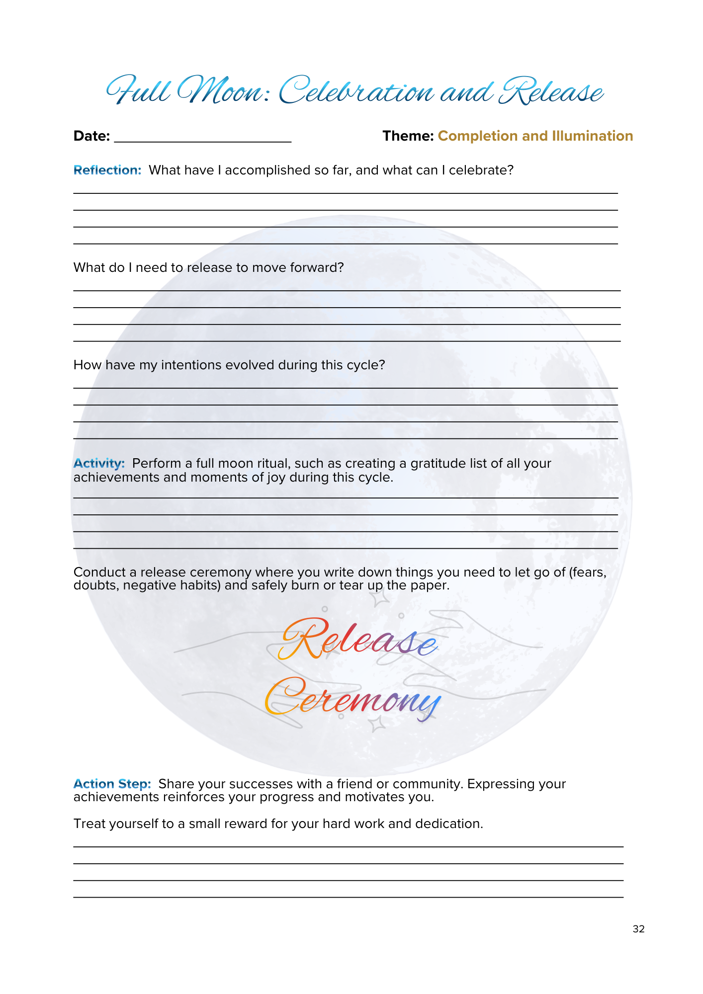 Lunar Harmony: A Moon Phases Planner