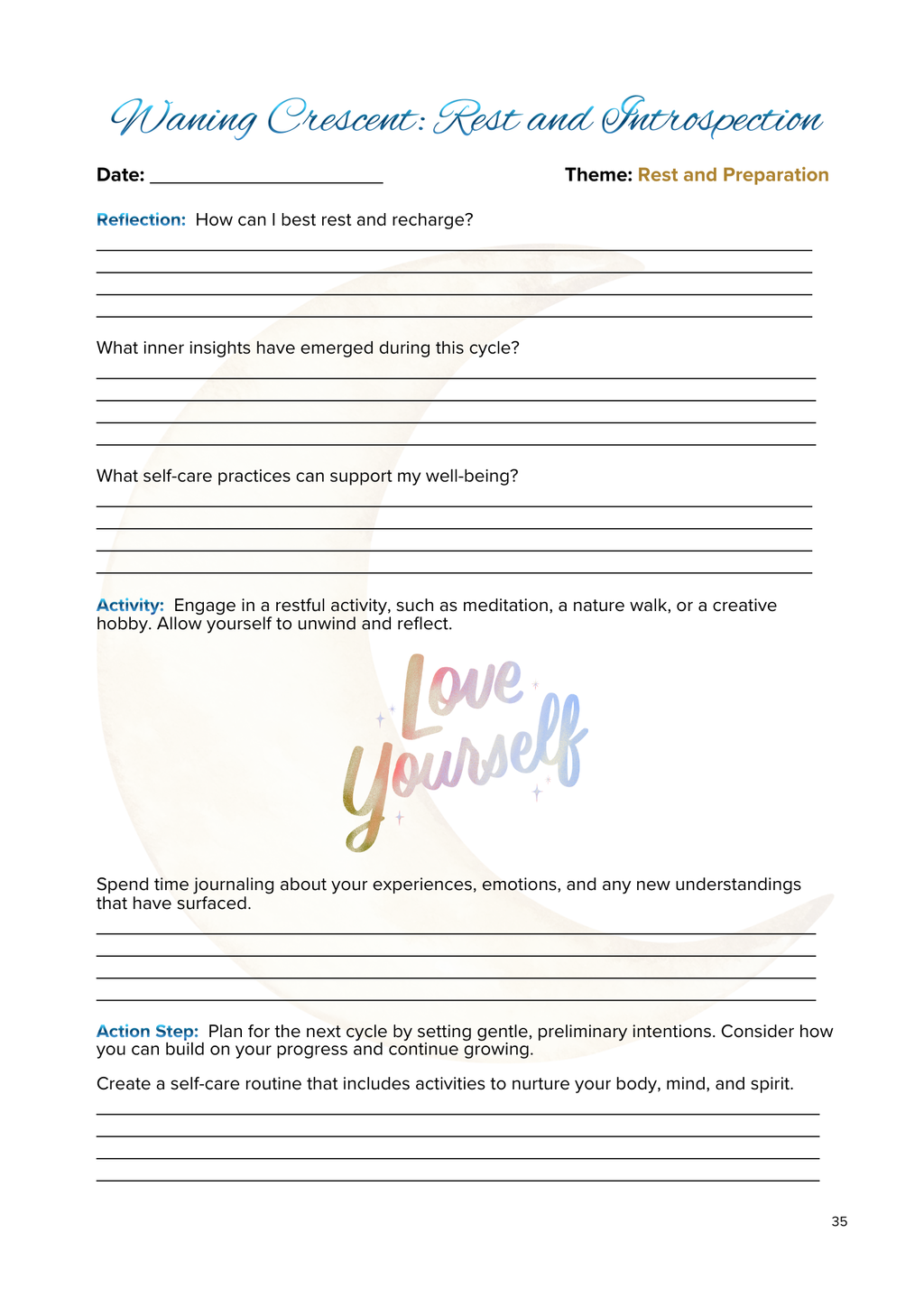 Lunar Harmony: A Moon Phases Planner