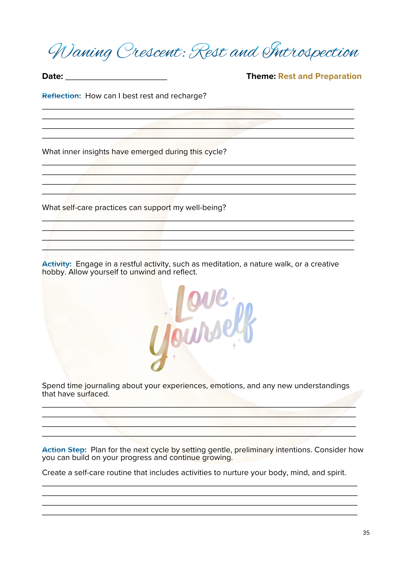 Lunar Harmony: A Moon Phases Planner