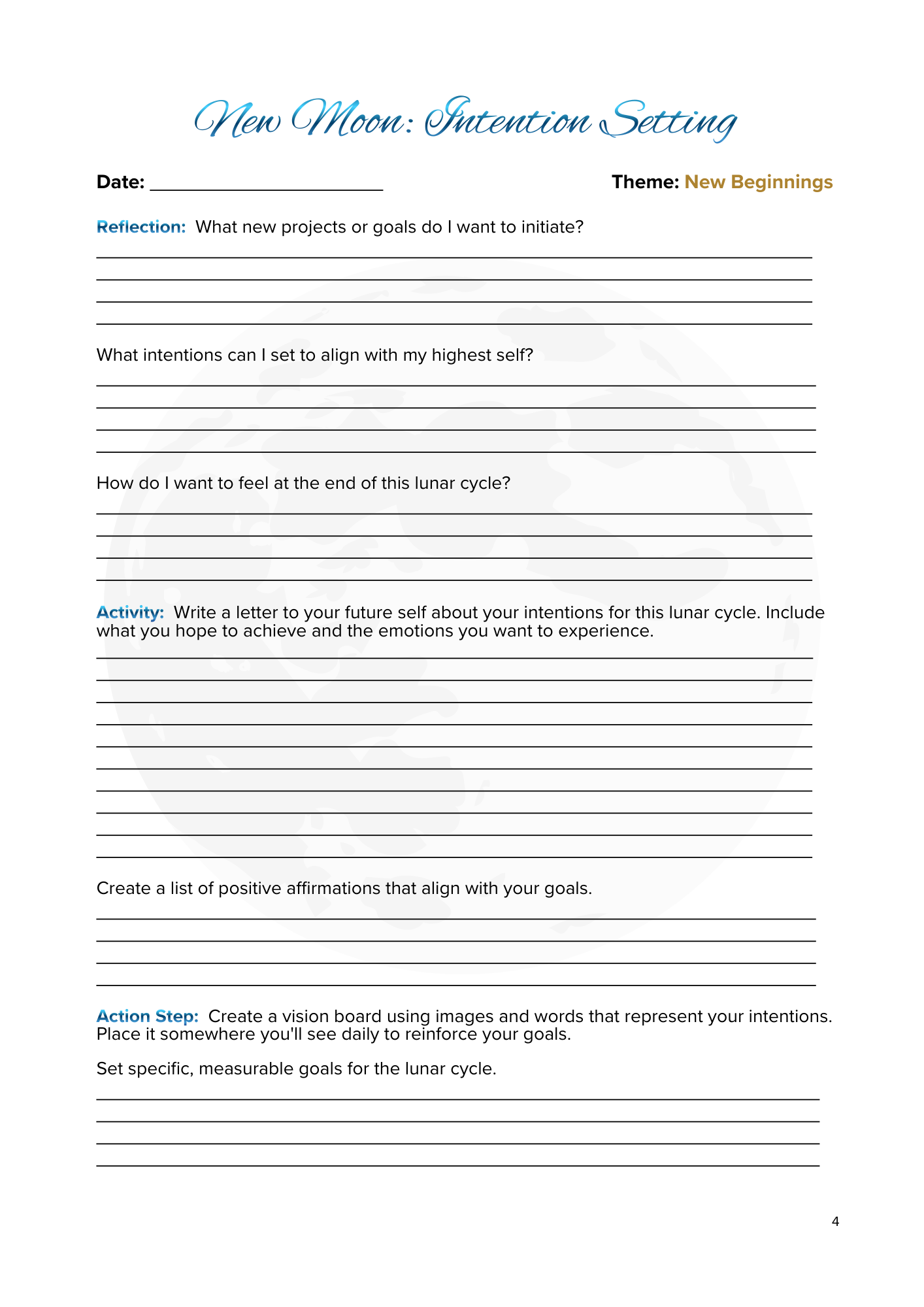 Lunar Harmony: A Moon Phases Planner