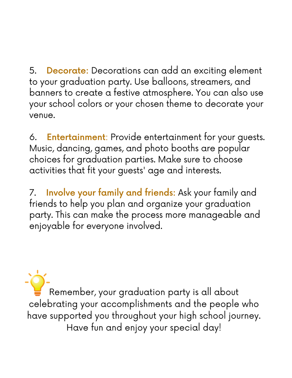 Graduation Party Planner