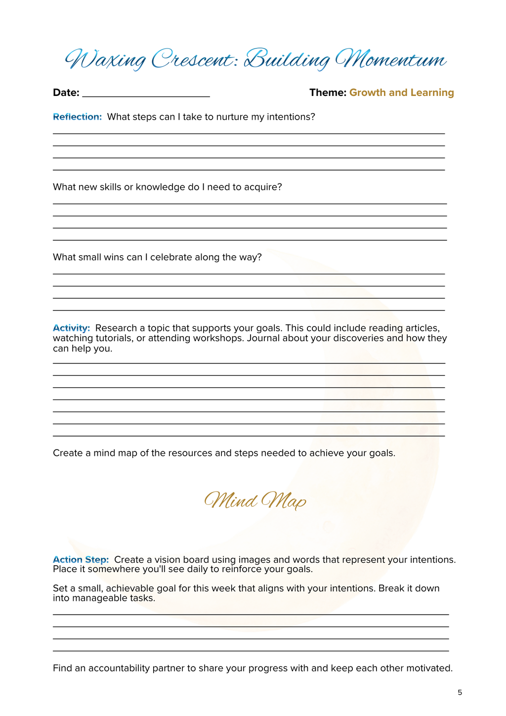 Lunar Harmony: A Moon Phases Planner